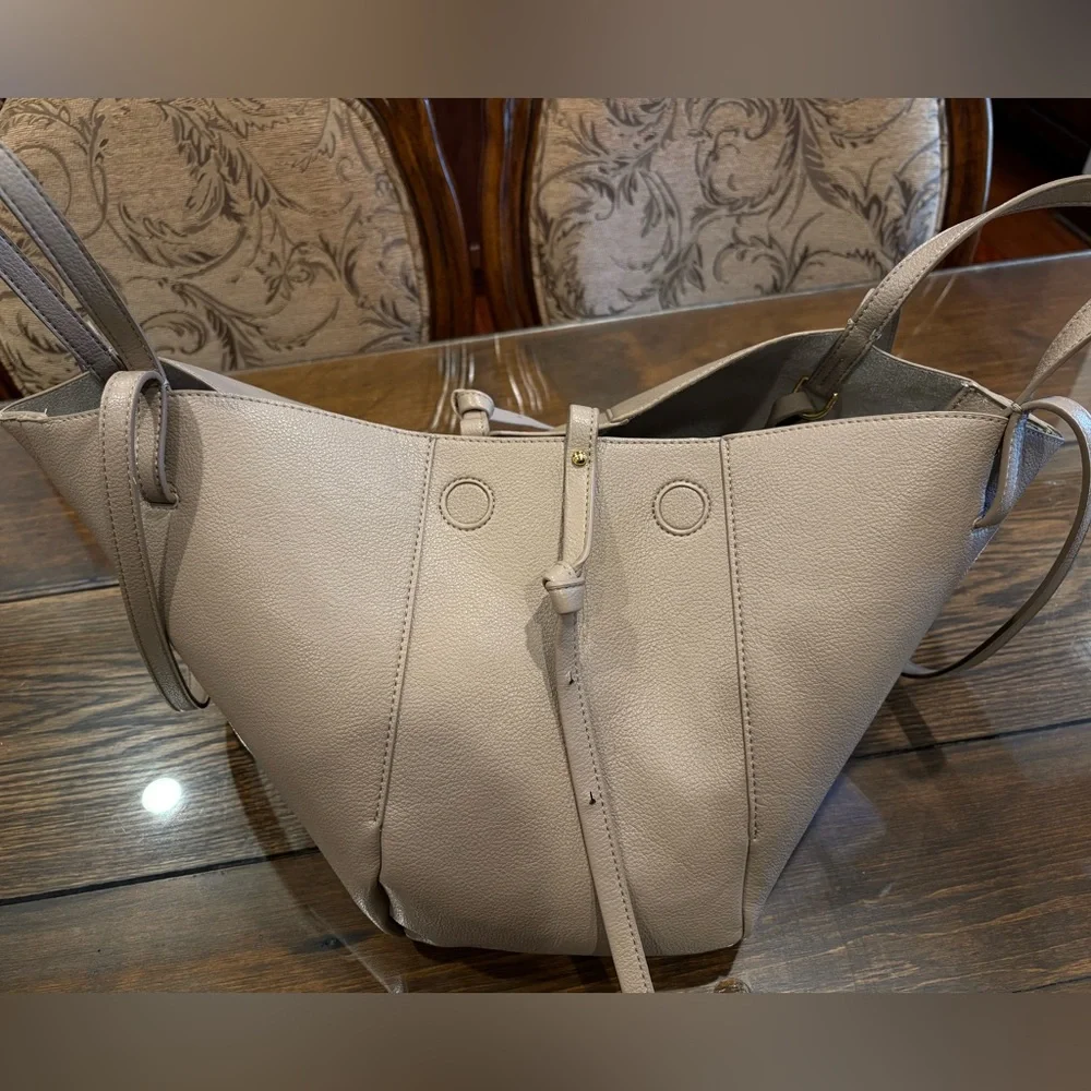 Polene Cyme Textured Taupe Leather Tote - Picture 14 of 16